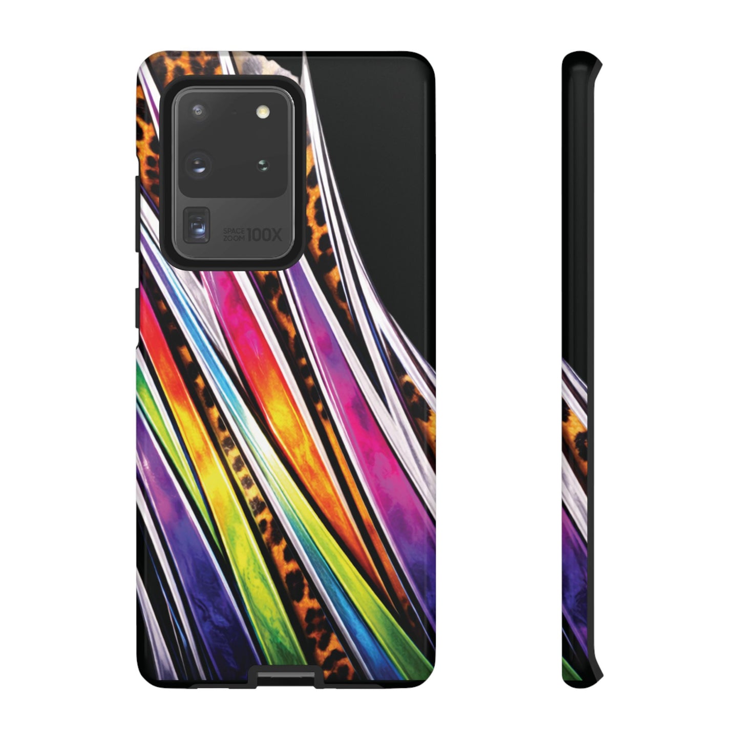 Colorful Stripes & Leopard Print Phone Case