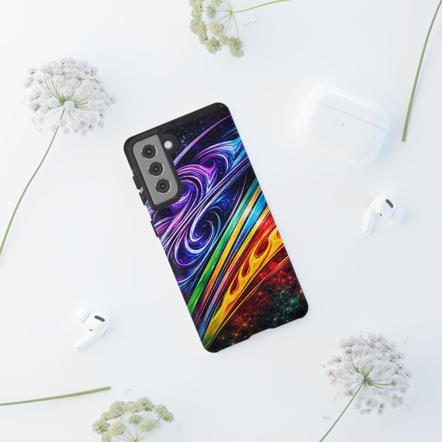 Abstract Cosmic Swirls phone case | Galaxy Rainbow Protective Case