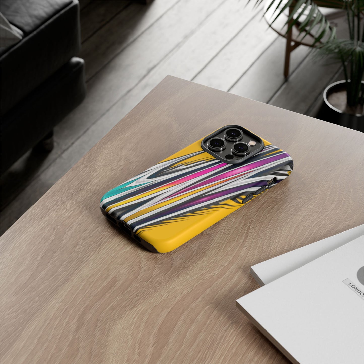 Yellow Abstract Stripes Phone Case | Tough Protective Phone Case
