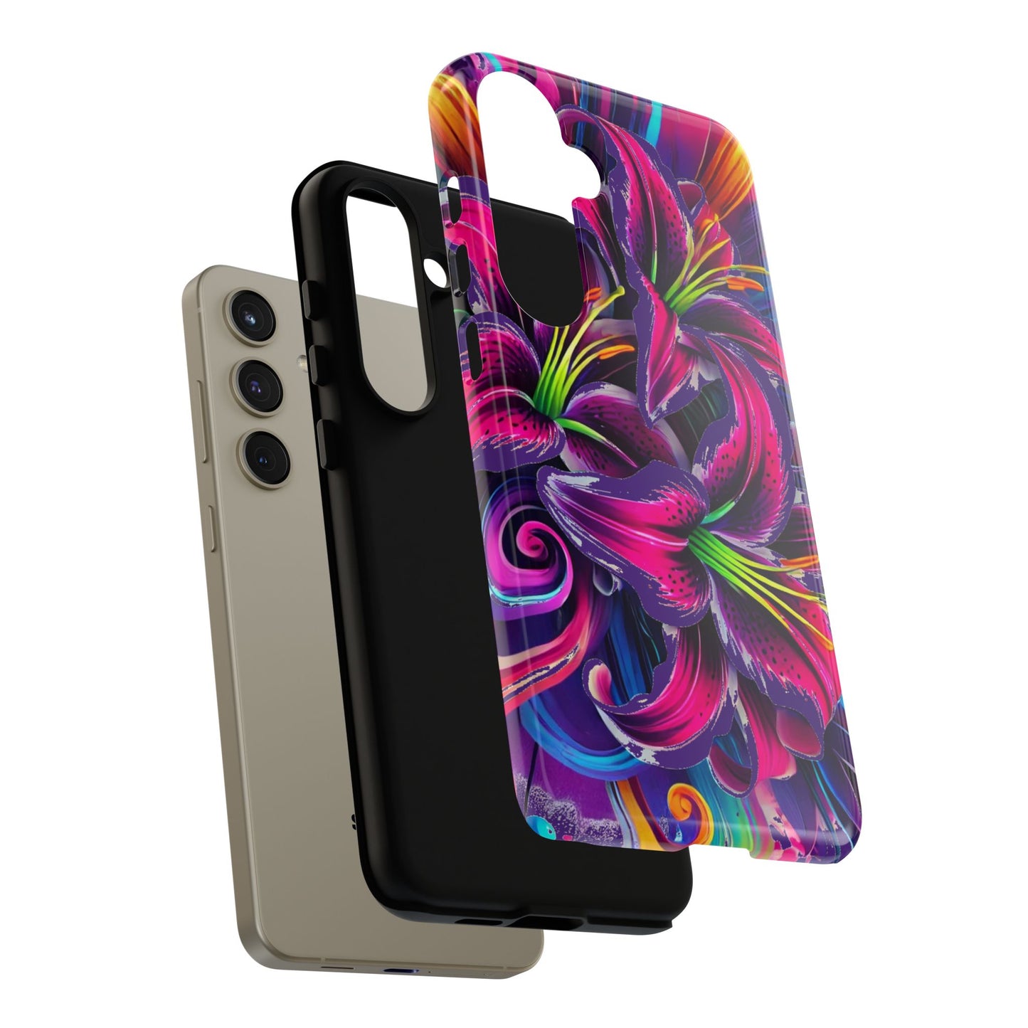 Neon Lily Illustration Tough Case | Floral Phone Cover