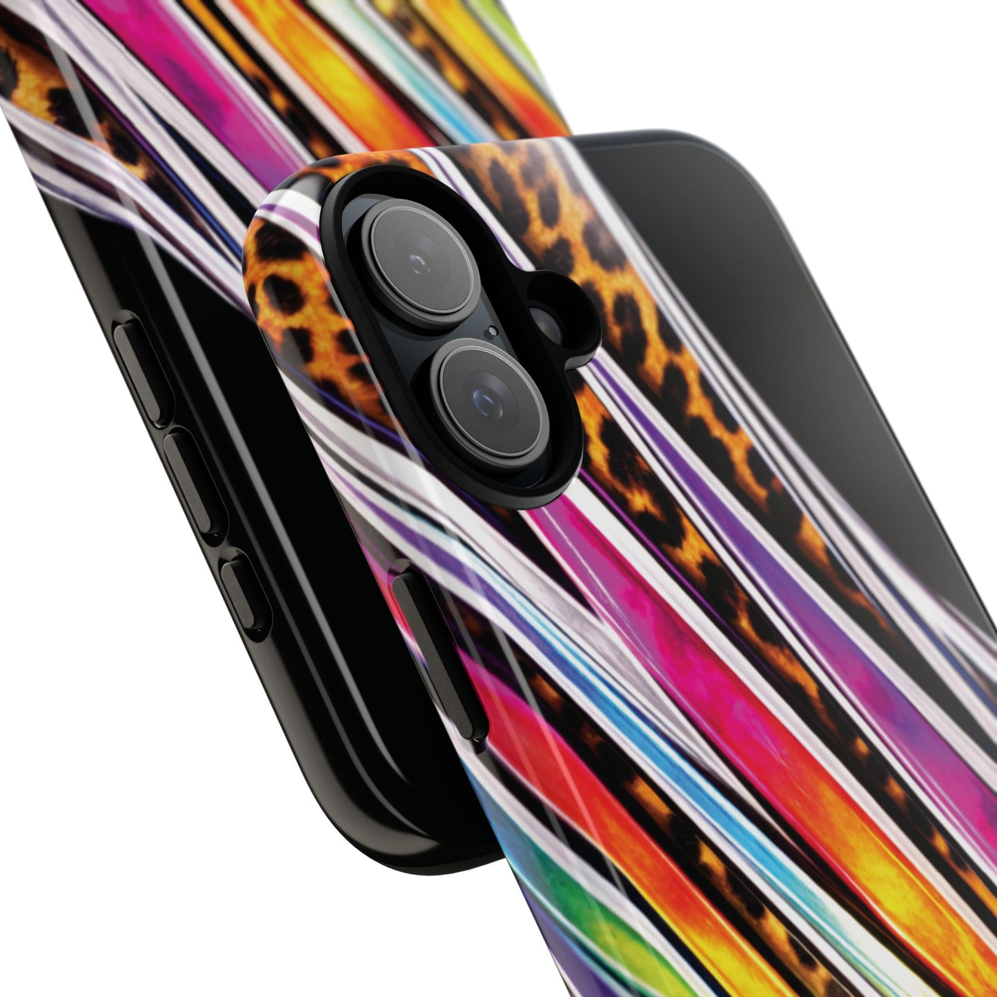 Colorful Stripes & Leopard Print Phone Case