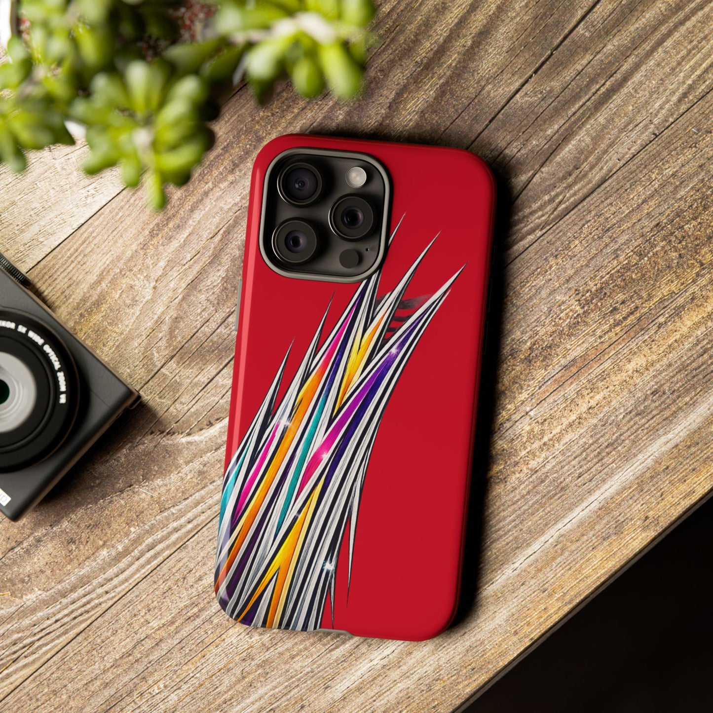 Colorburst Pinstripe Phone Case | Red Abstract Racing Stripe