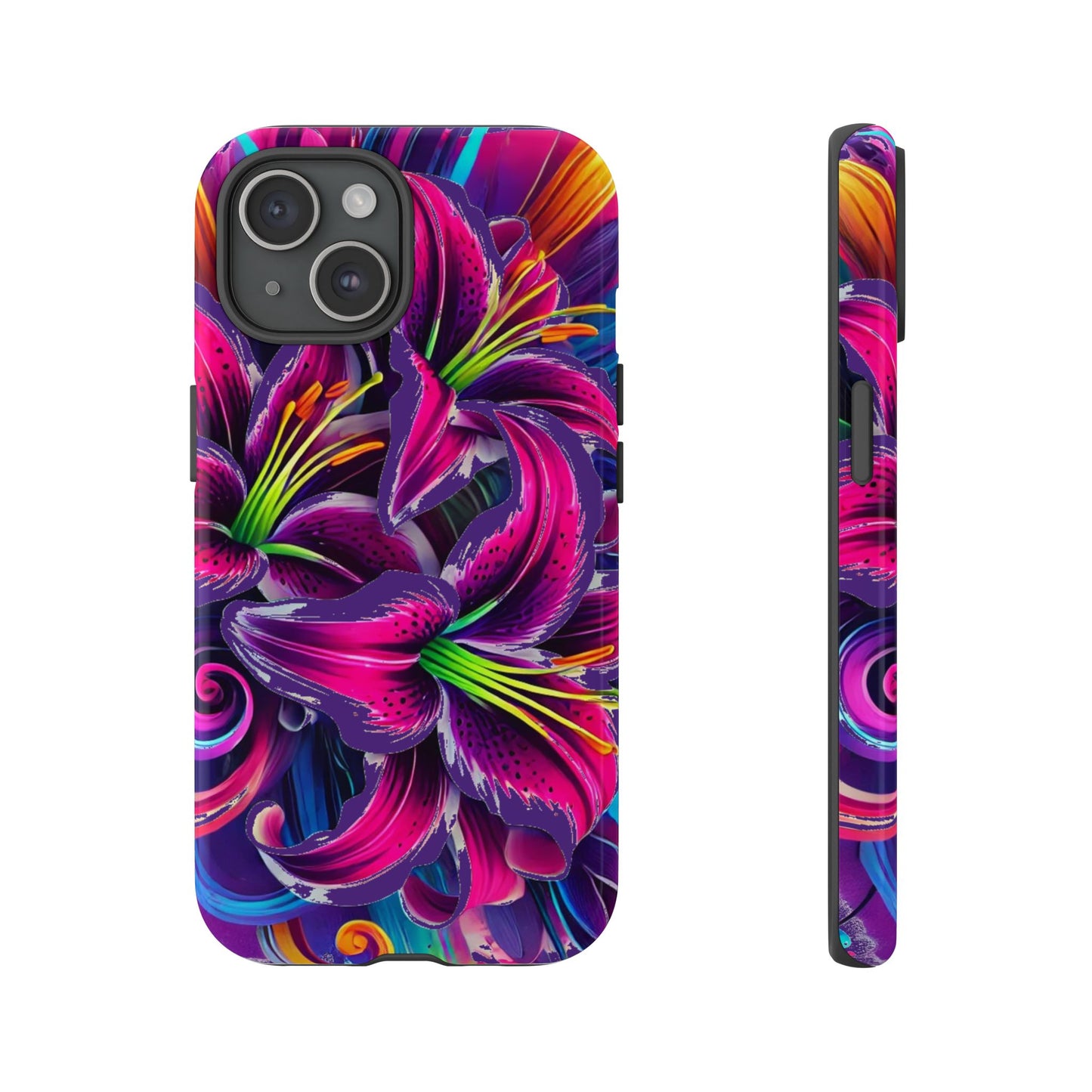 Neon Lily Illustration Tough Case | Floral Phone Cover