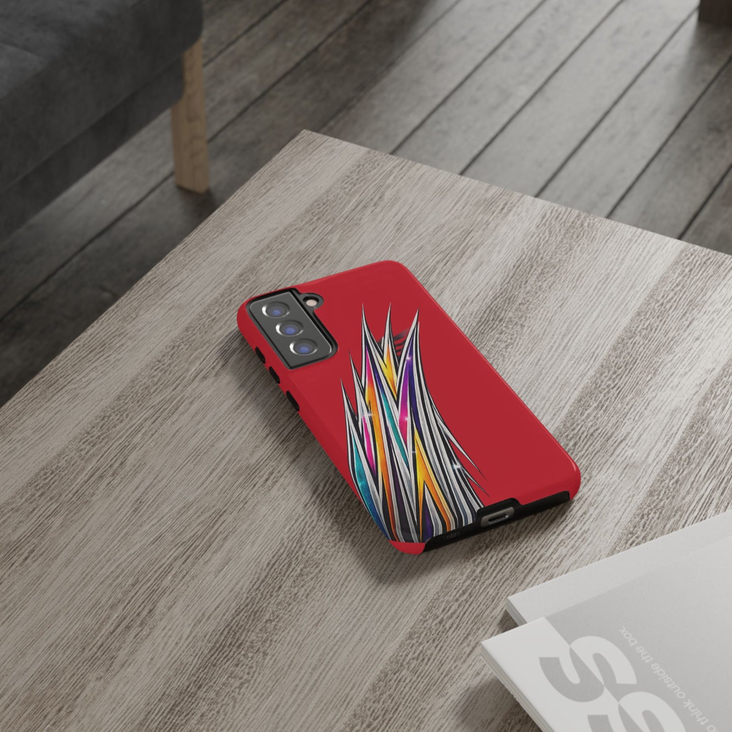 Colorburst Pinstripe Phone Case | Red Abstract Racing Stripe
