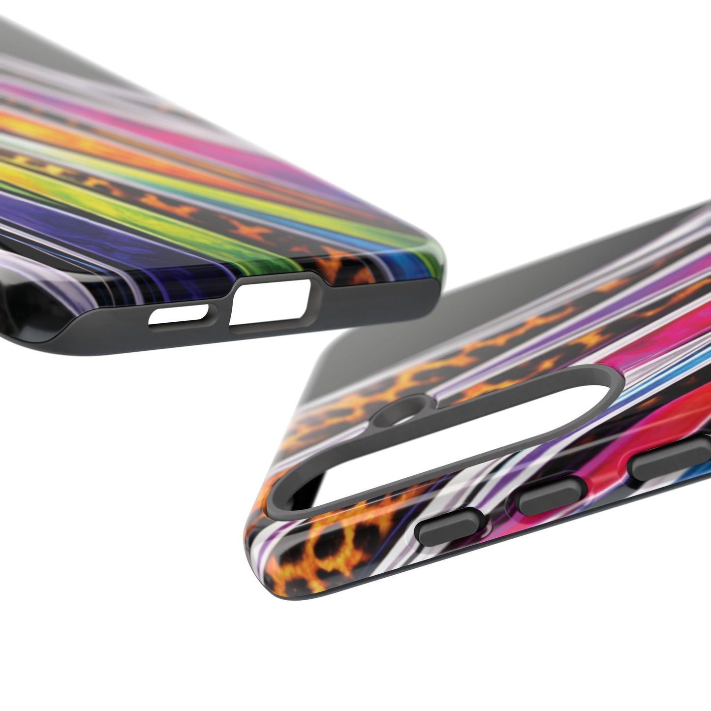Colorful Stripes & Leopard Print Phone Case