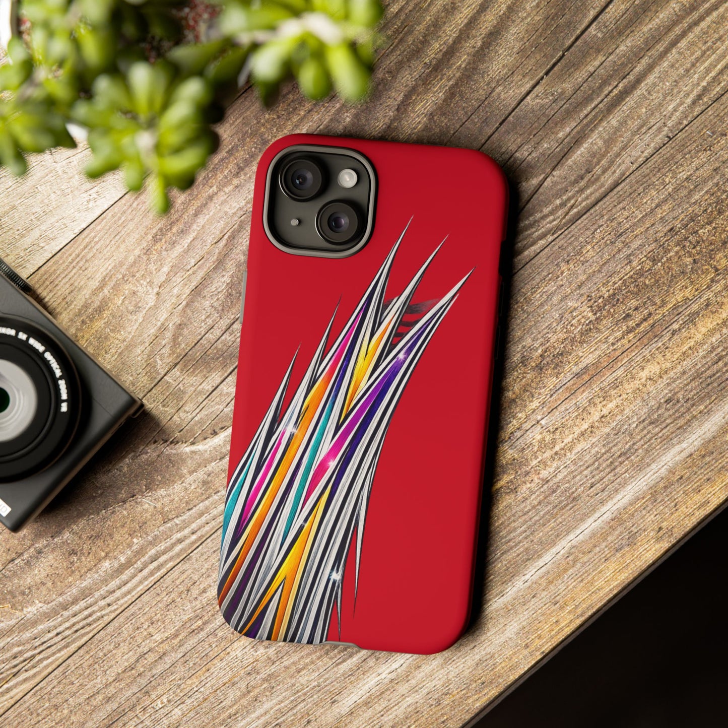 Colorburst Pinstripe Phone Case | Red Abstract Racing Stripe