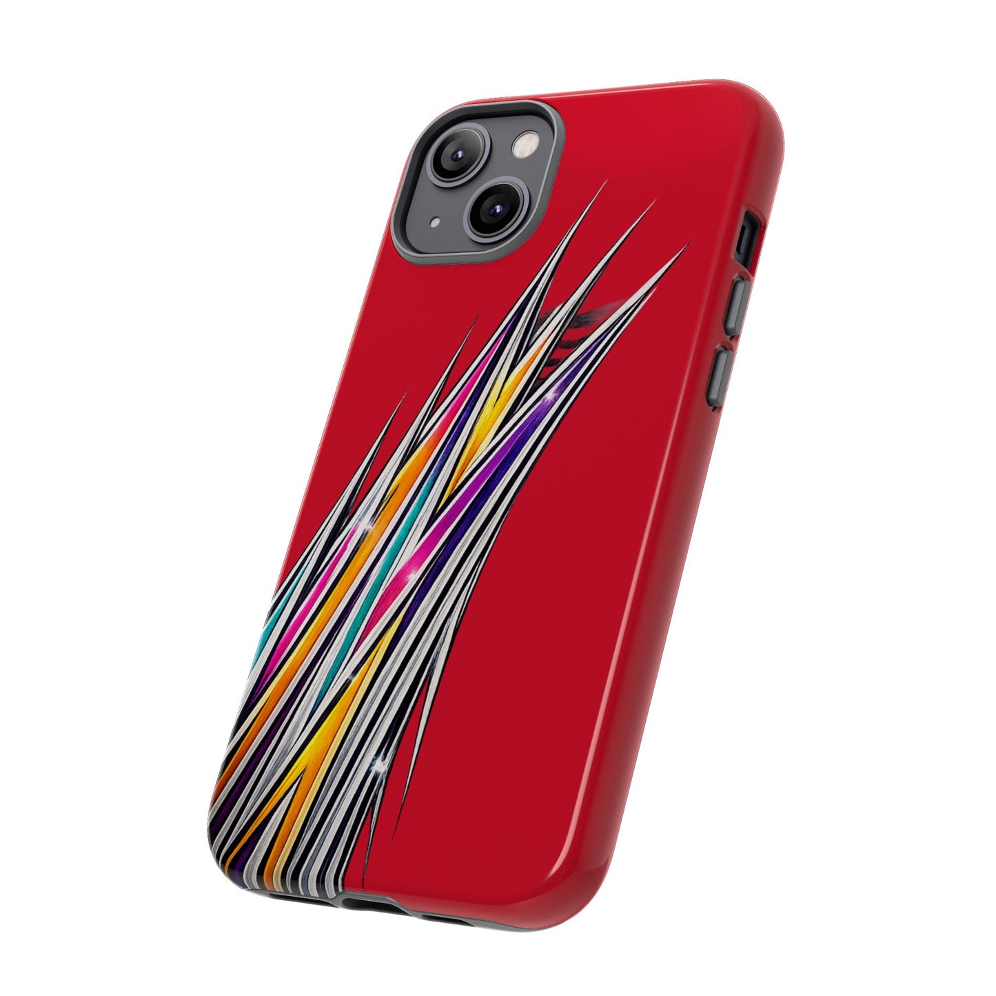 Colorburst Pinstripe Phone Case | Red Abstract Racing Stripe