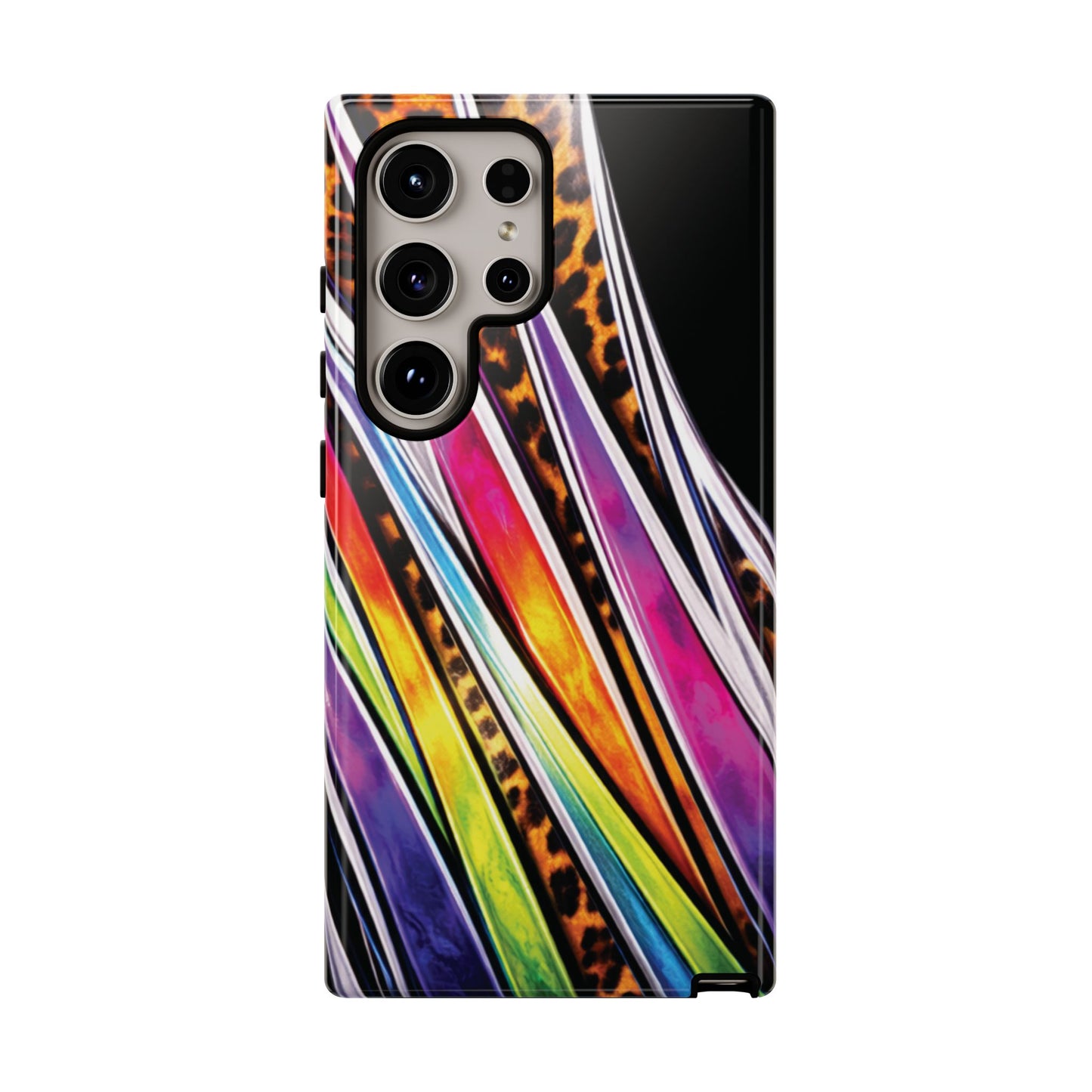 Colorful Stripes & Leopard Print Phone Case