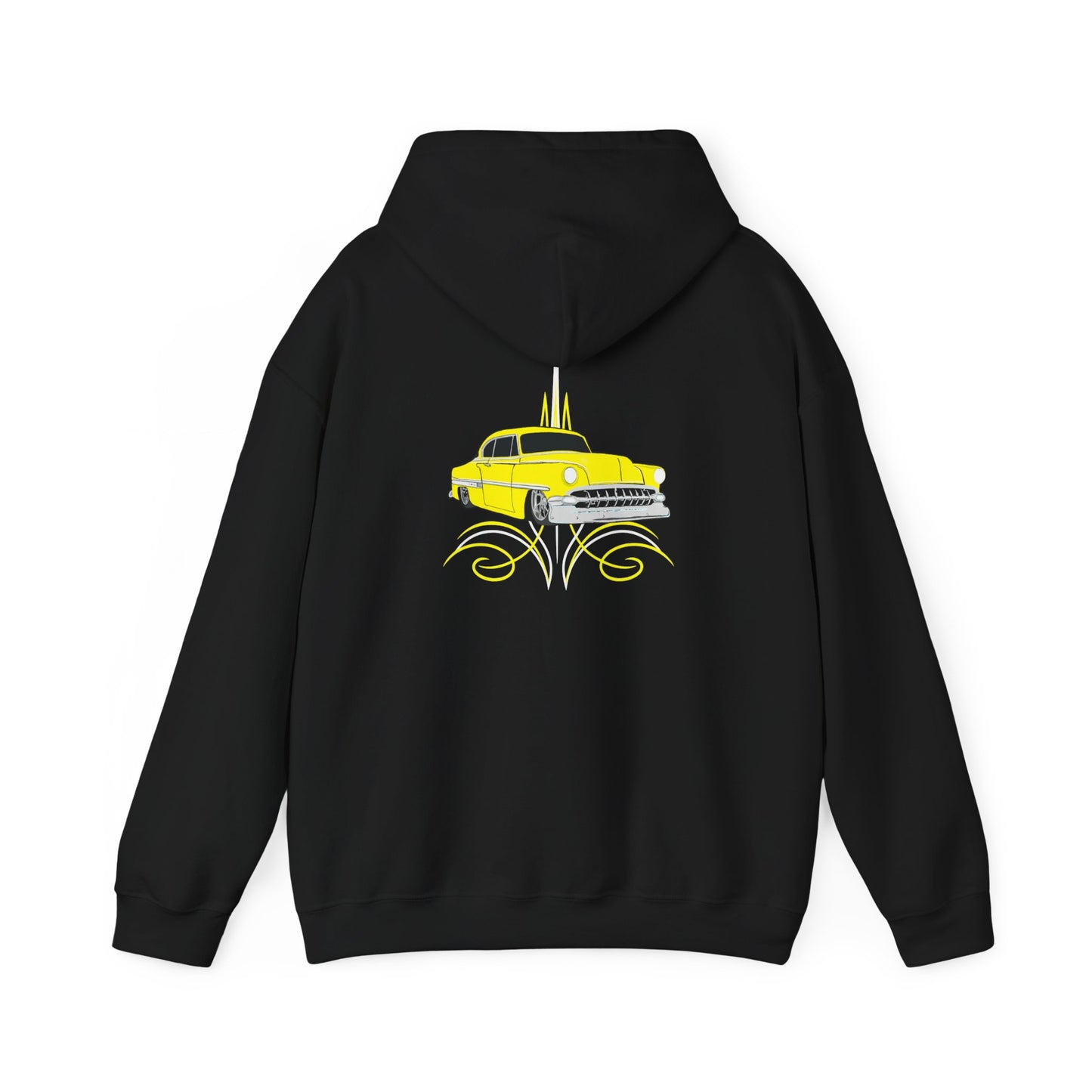Classic Lowrider Hoodie – Yellow Vintage Car Pinstripe Design