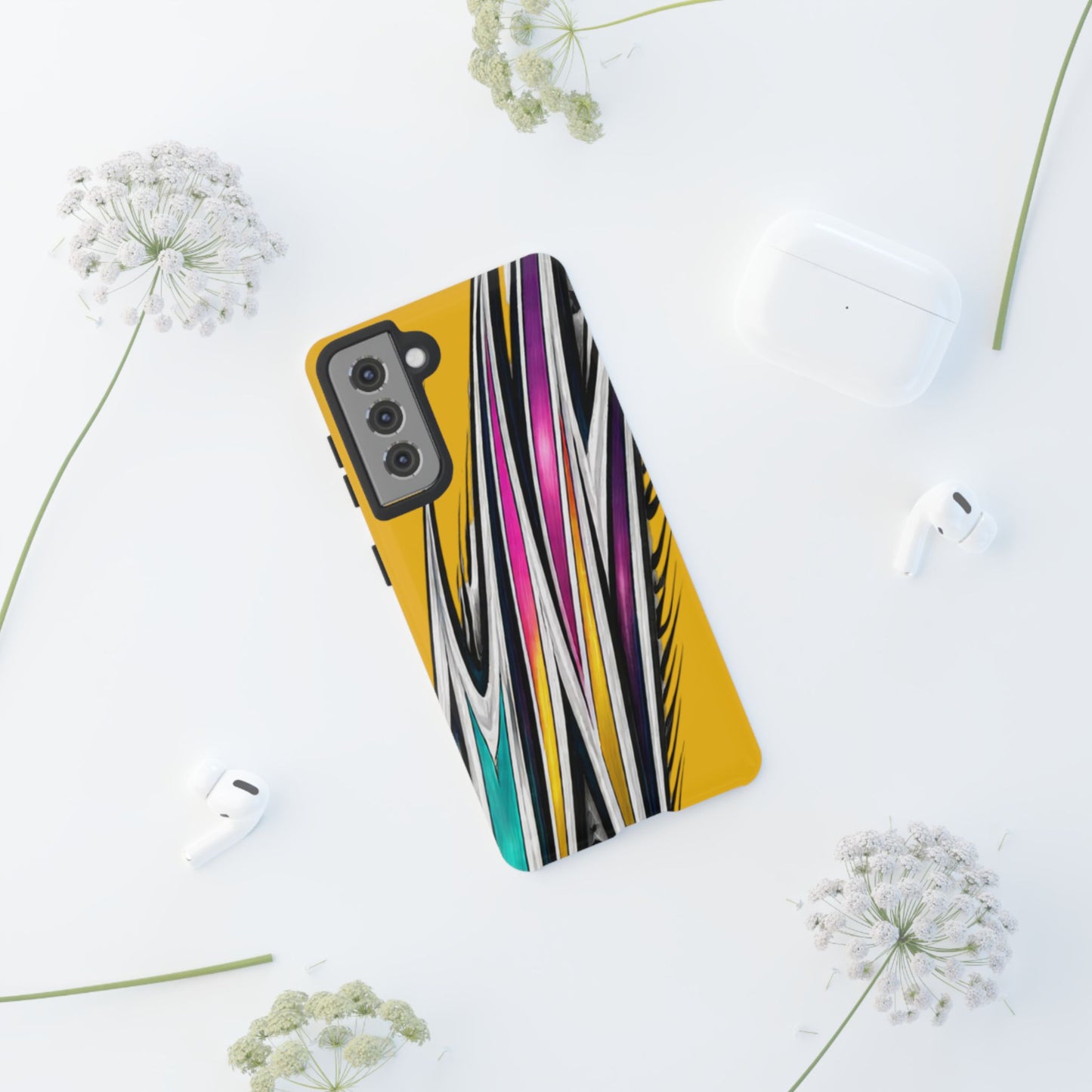 Yellow Abstract Stripes Phone Case | Tough Protective Phone Case