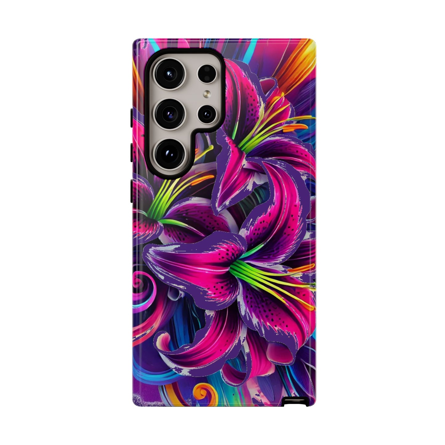 Neon Lily Illustration Tough Case | Floral Phone Cover