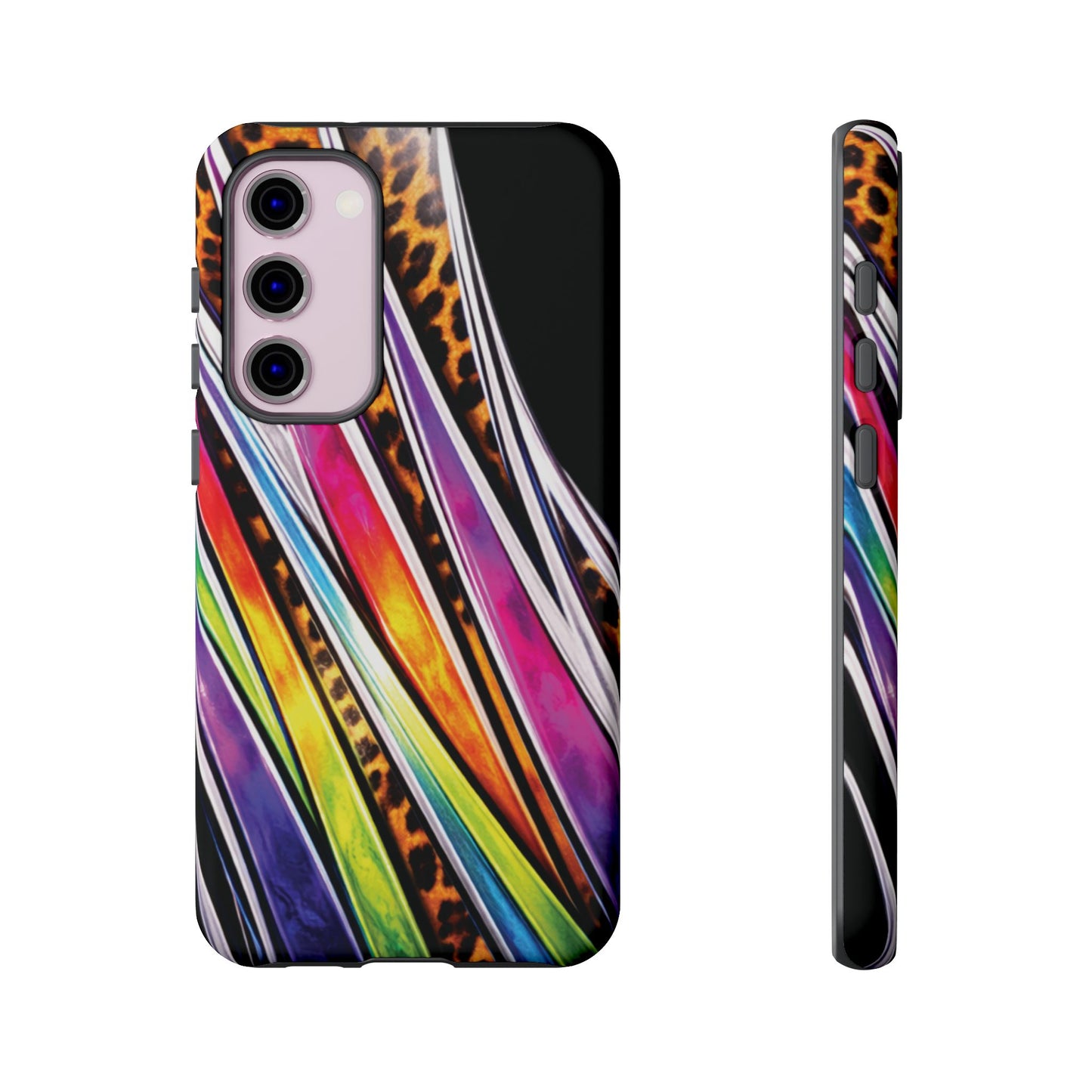 Colorful Stripes & Leopard Print Phone Case