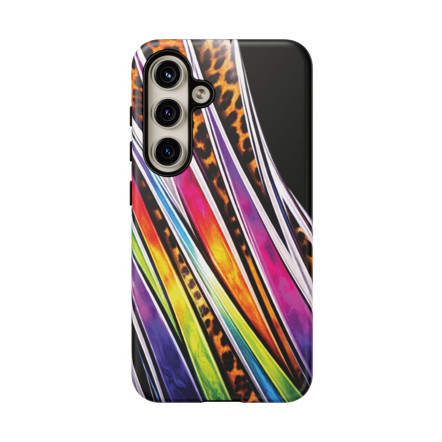 Colorful Stripes & Leopard Print Phone Case