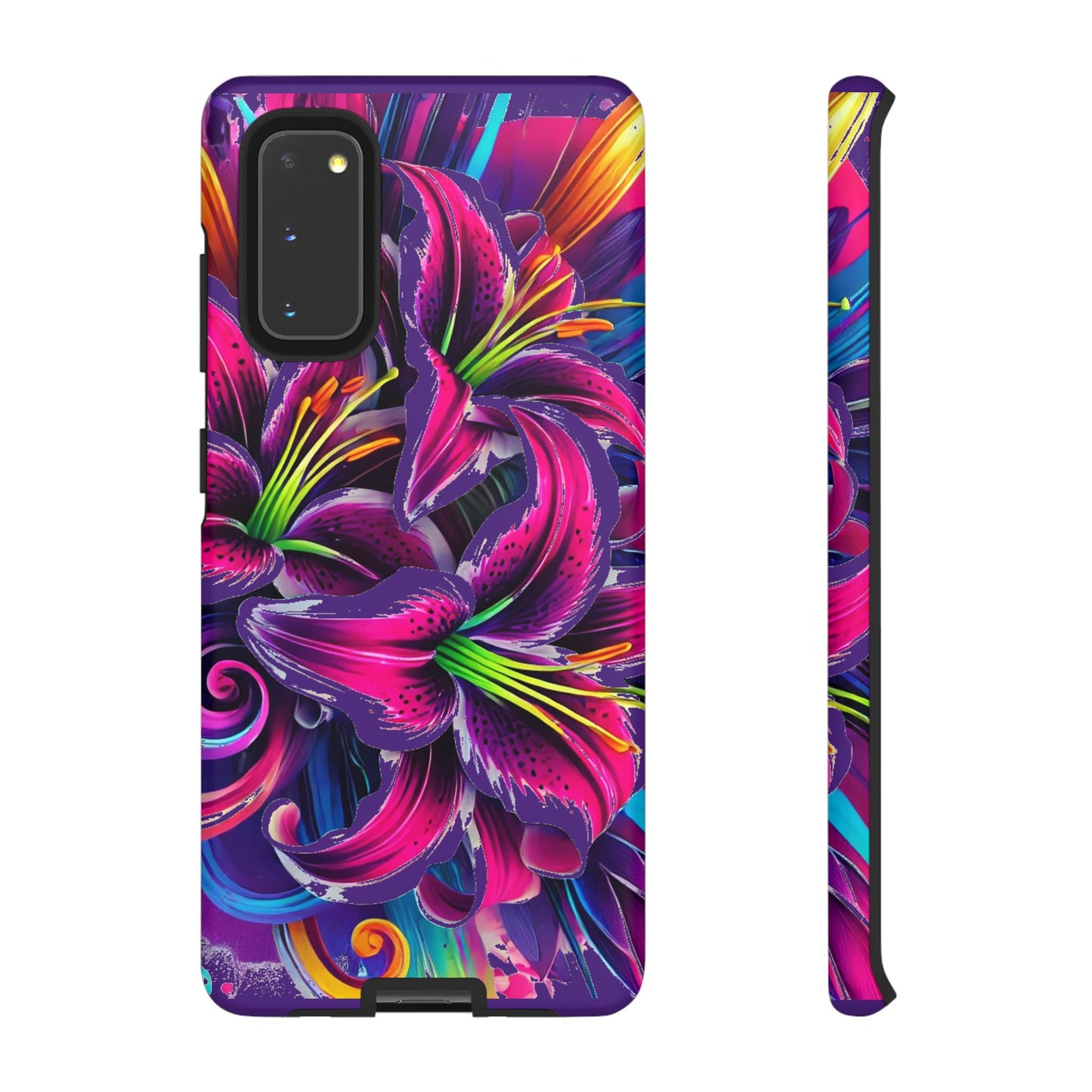 Neon Lily Illustration Tough Case | Floral Phone Cover