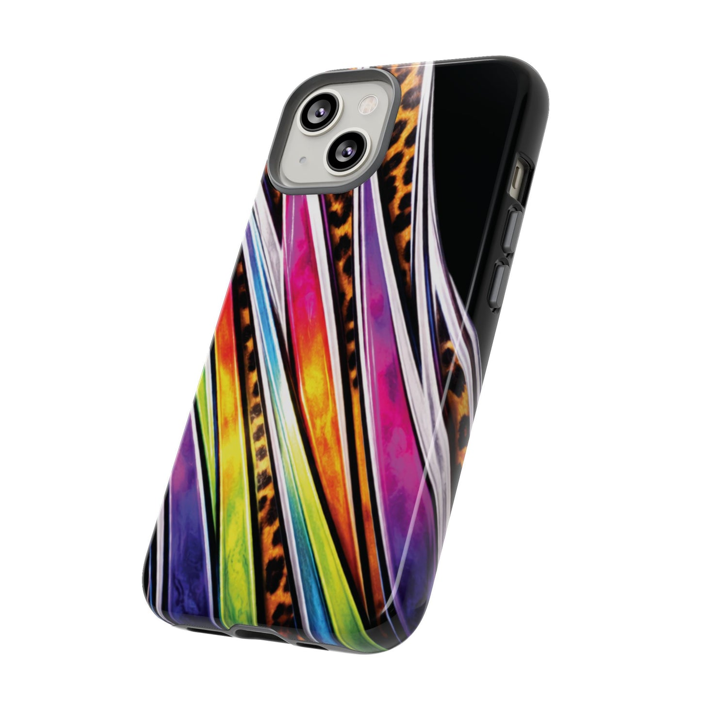 Colorful Stripes & Leopard Print Phone Case