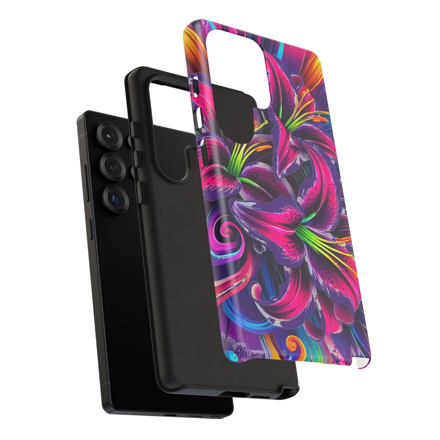 Neon Lily Illustration Tough Case | Floral Phone Cover