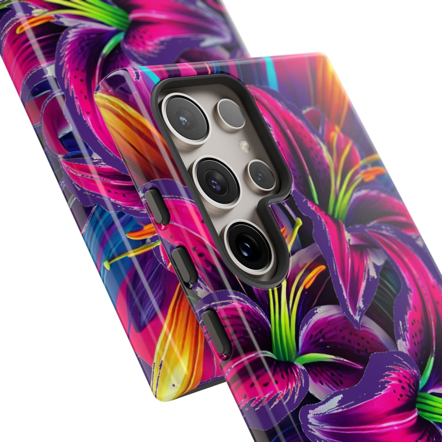 Neon Lily Illustration Tough Case | Floral Phone Cover