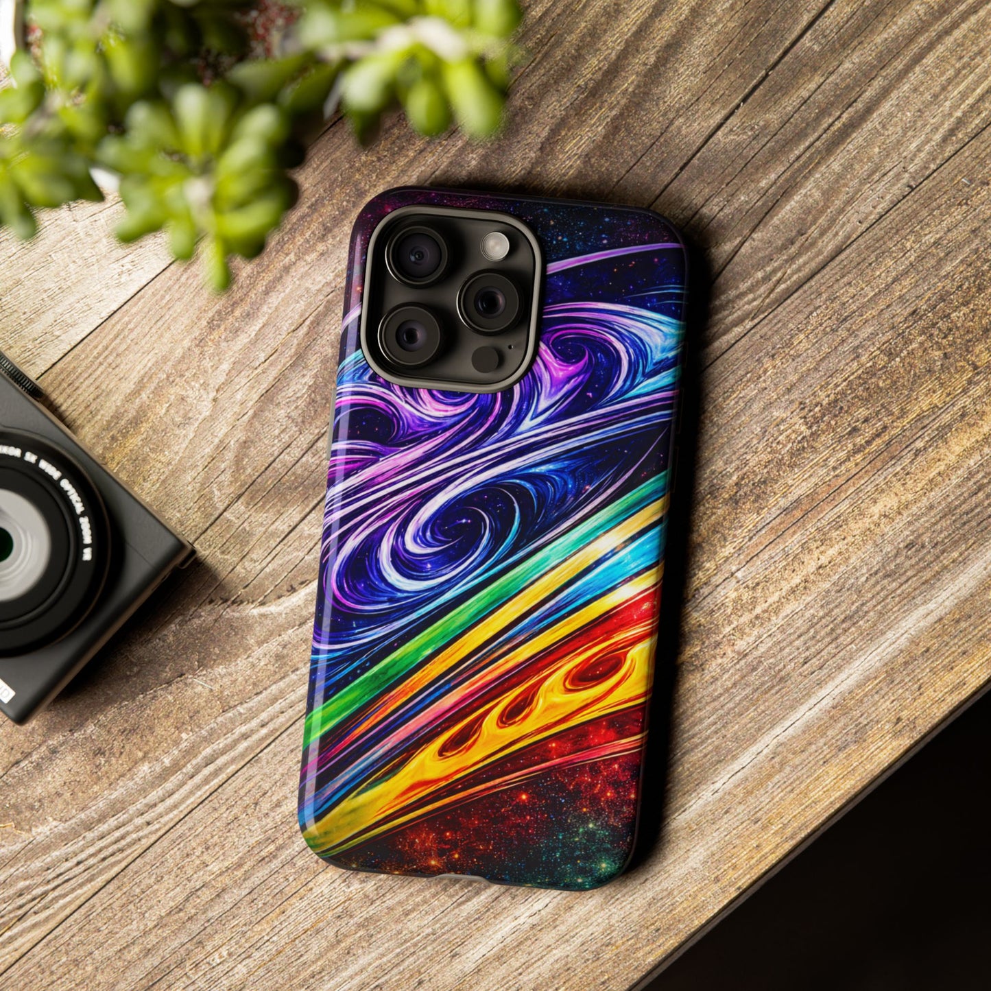Abstract Cosmic Swirls phone case | Galaxy Rainbow Protective Case