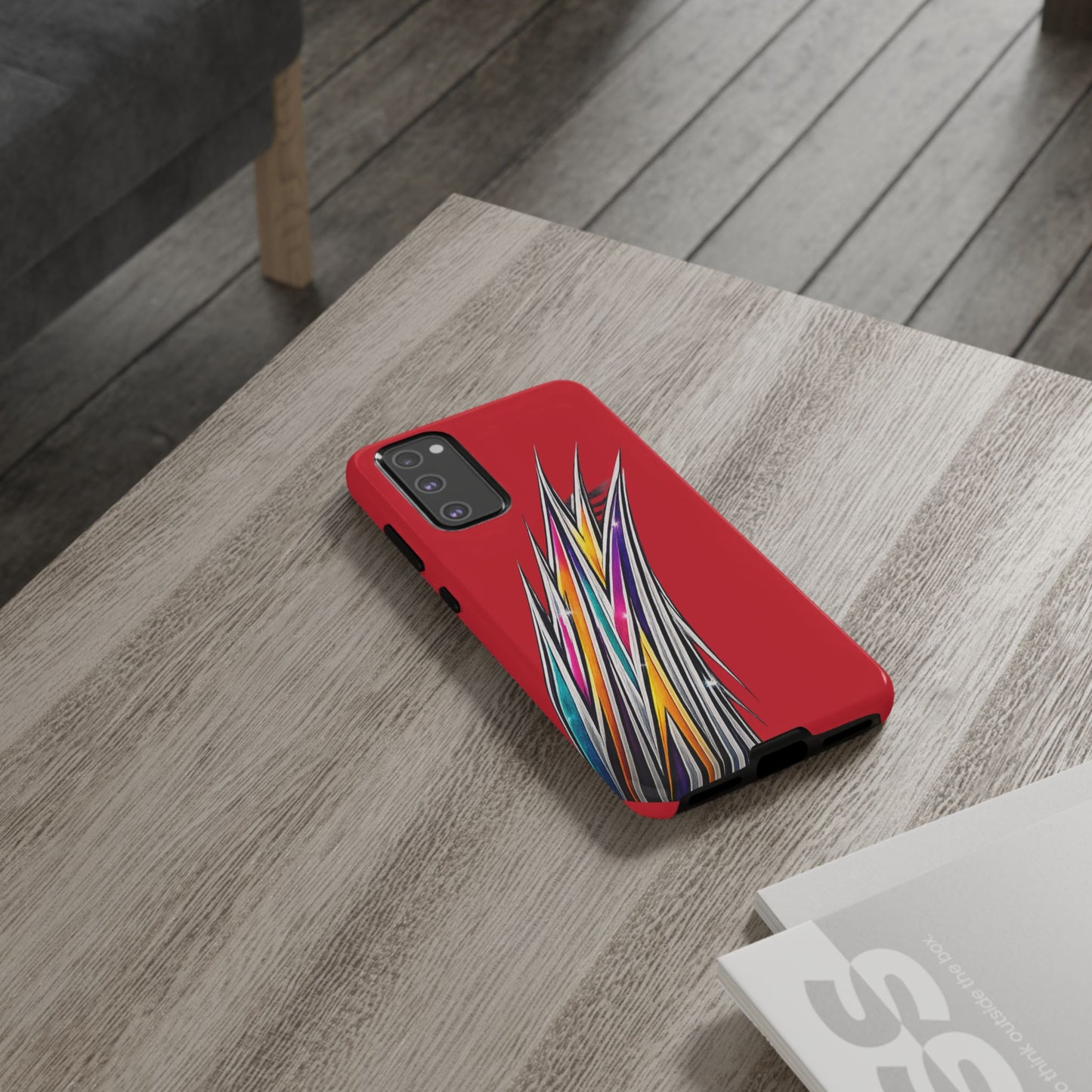 Colorburst Pinstripe Phone Case | Red Abstract Racing Stripe