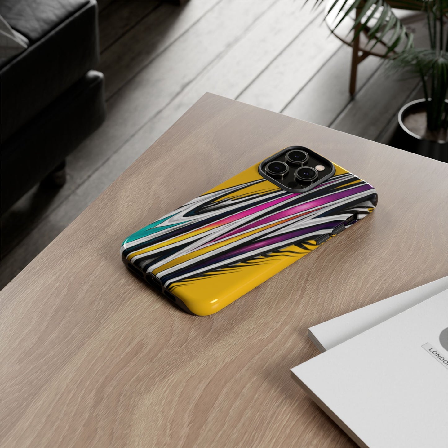 Yellow Abstract Stripes Phone Case | Tough Protective Phone Case