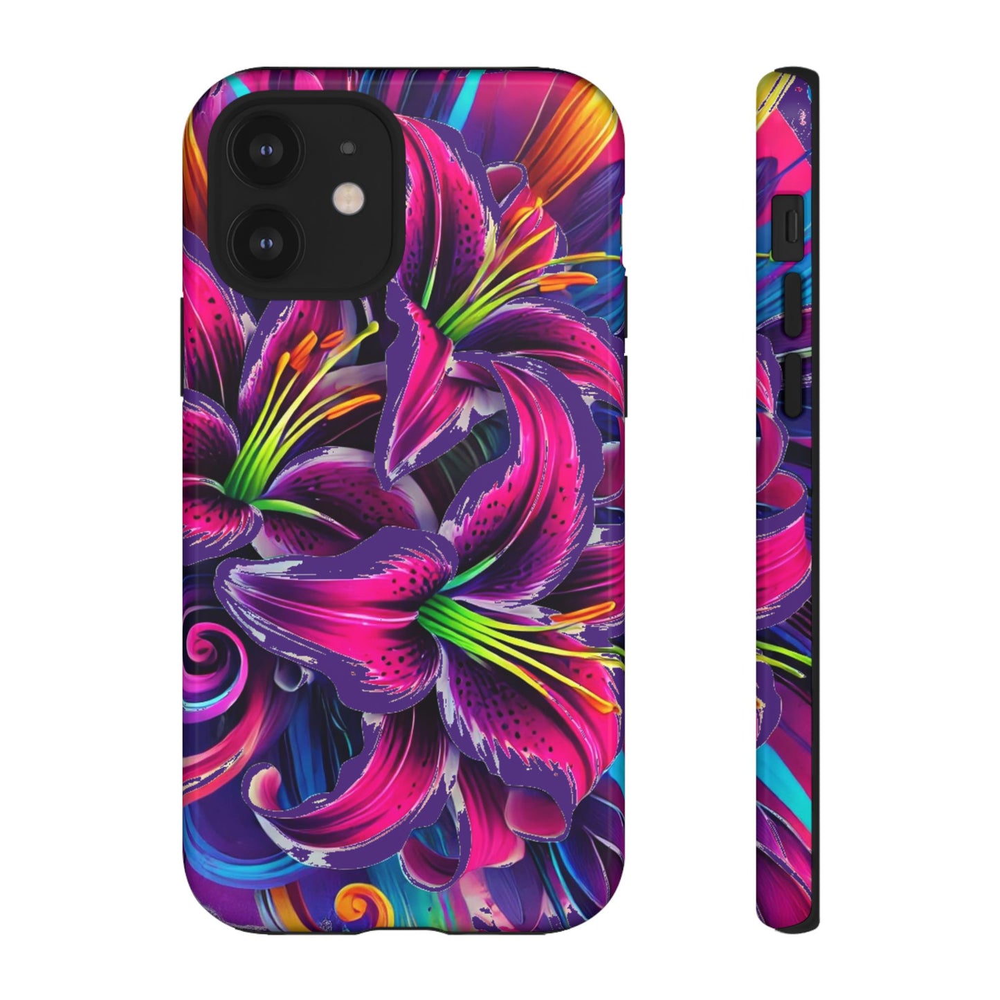Neon Lily Illustration Tough Case | Floral Phone Cover