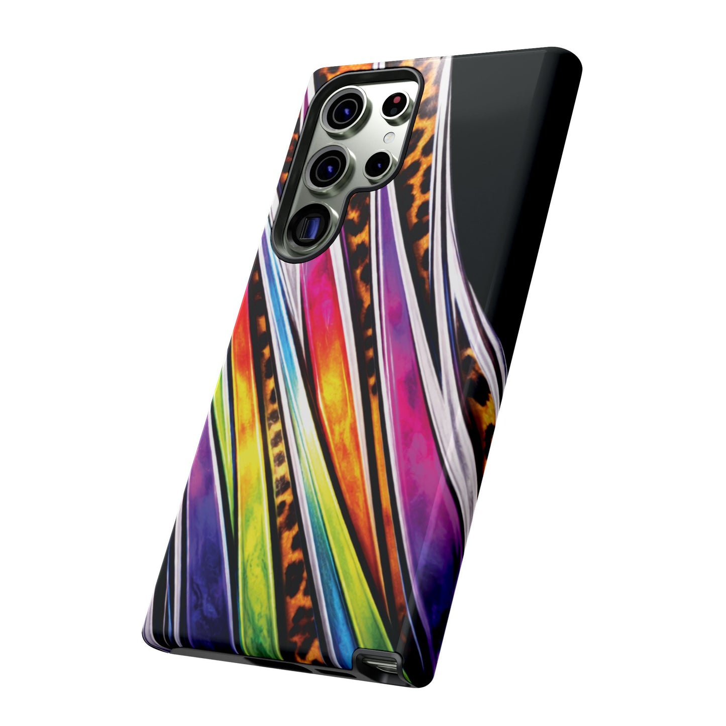 Colorful Stripes & Leopard Print Phone Case