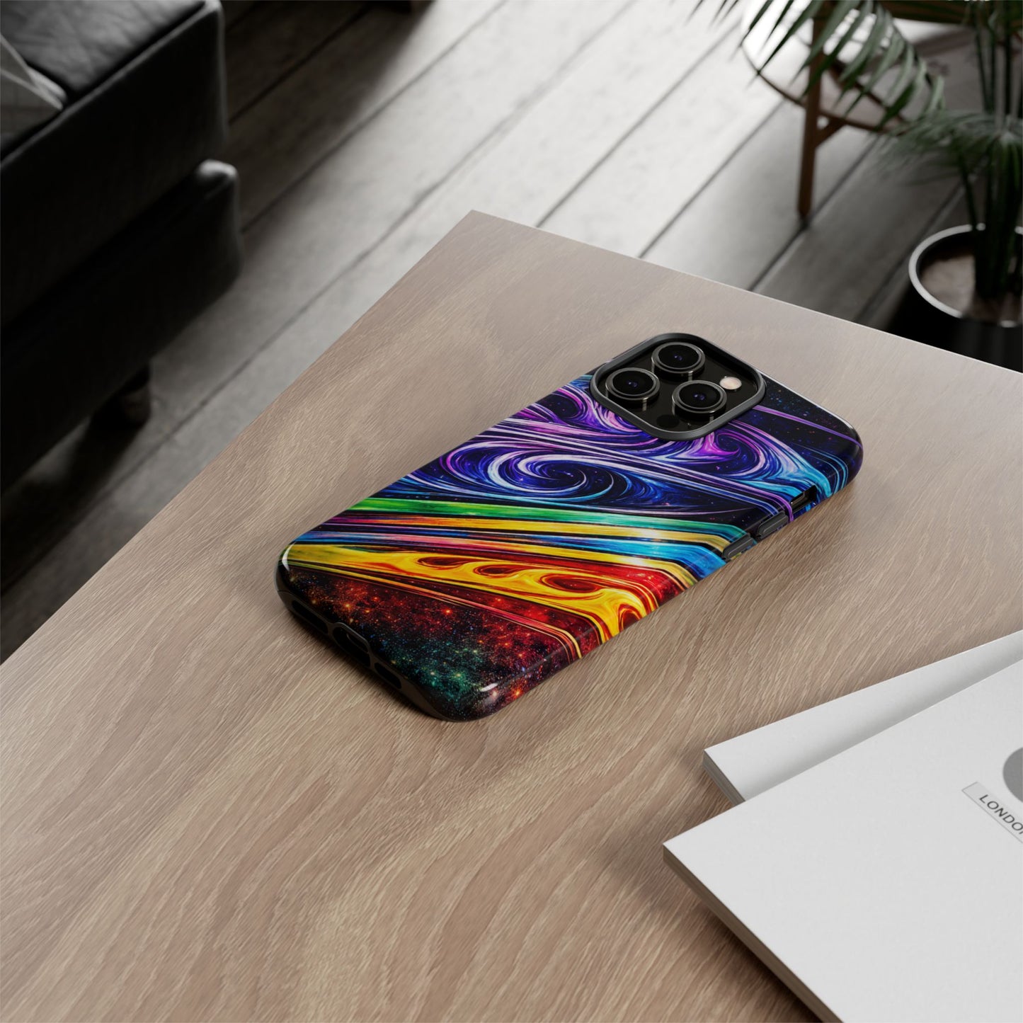 Abstract Cosmic Swirls phone case | Galaxy Rainbow Protective Case