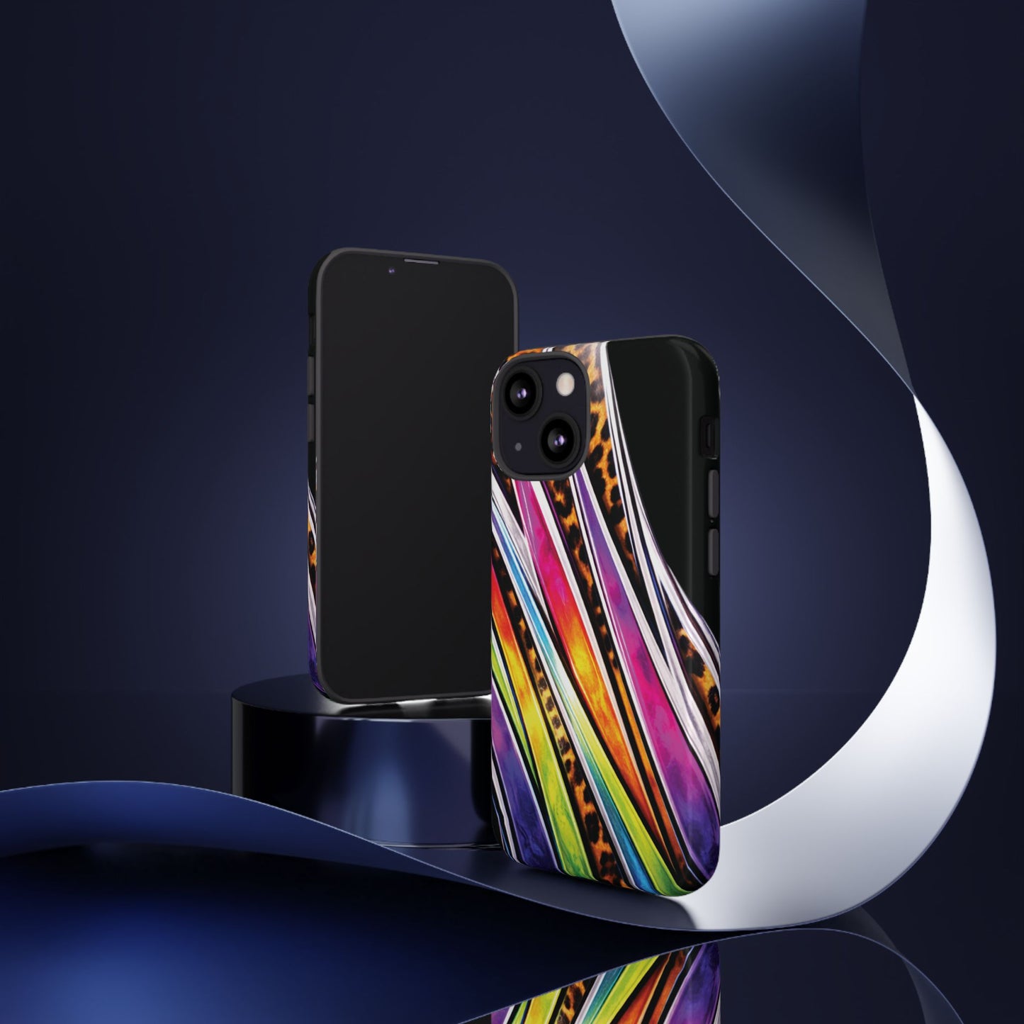 Colorful Stripes & Leopard Print Phone Case