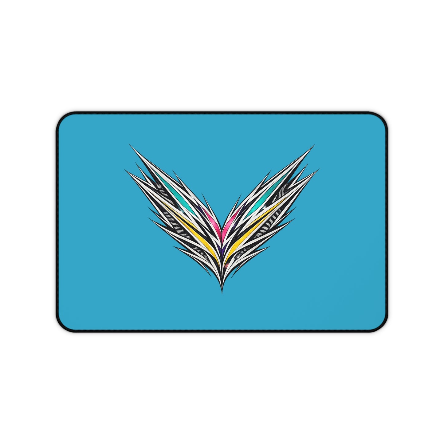 Abstract Feather Burst Desk Mat | Blue Gaming Mousepad
