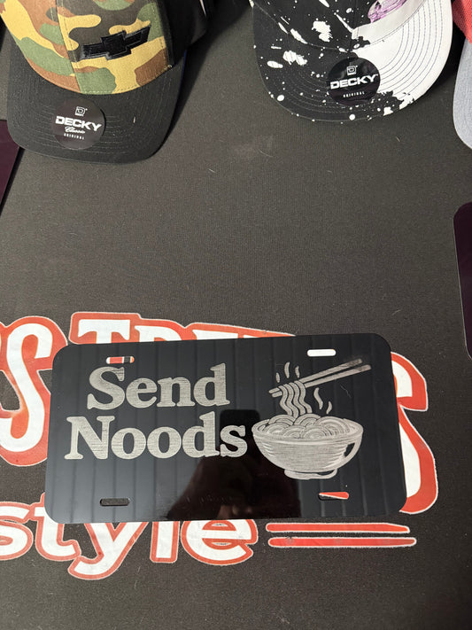 “Send Noods” Engraved License Plate – Funny Vehicle Show Plate / Garage Decor