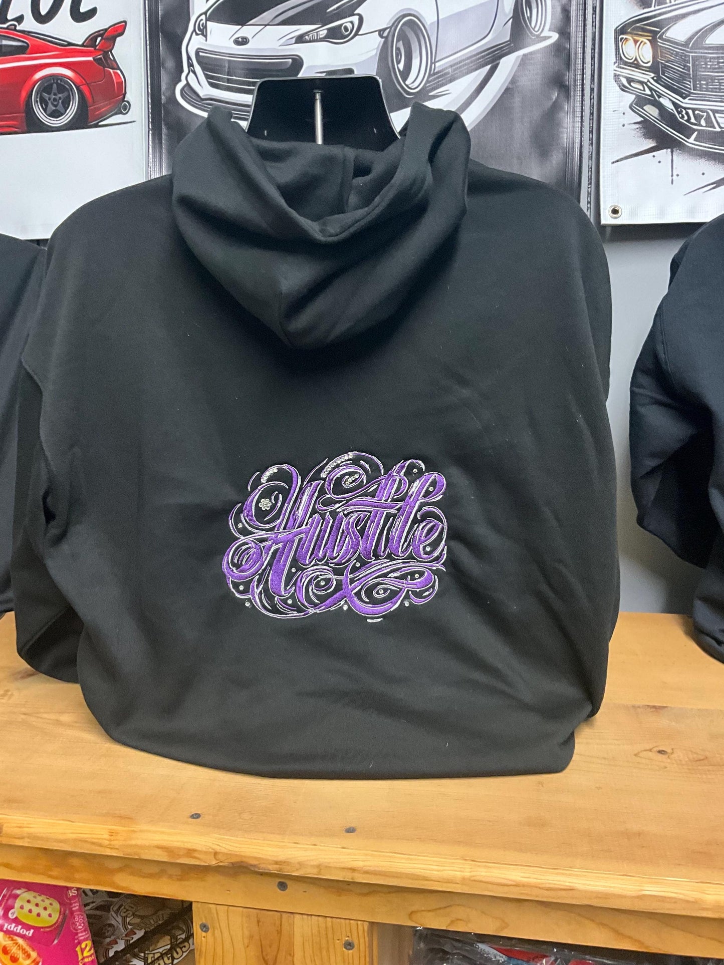 Embroidered Hustle Script Hoodie | Cozy Cotton Sweatshirt for Motivation  Style | Gift for Entrepreneurs & Go-Getters