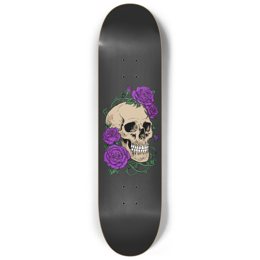 Skull and Rose Skateboard Deck
