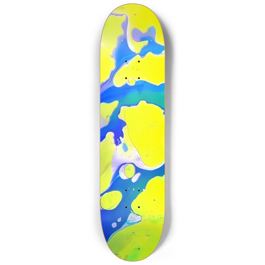 Yellow Splash Skateboard Deck – 8.25” x 32.25” Canadian Maple – Street & Park Deck or Wall Art Display